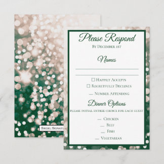 秋の結婚式RSVP – シャンパンとグリーン 招待状