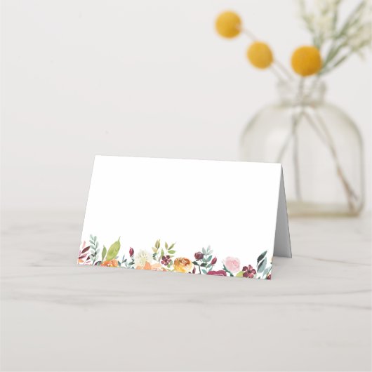 秋の結婚折り畳み座席表オレンジピンク プレイスカード (裏面)