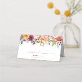 秋の結婚折り畳み座席表オレンジピンク プレイスカード (正面)