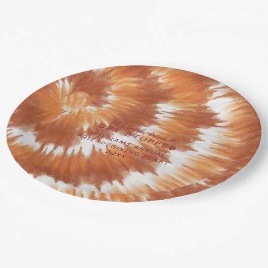 秋の絞り染め |感謝祭の友人たち ペーパープレート (アングル)