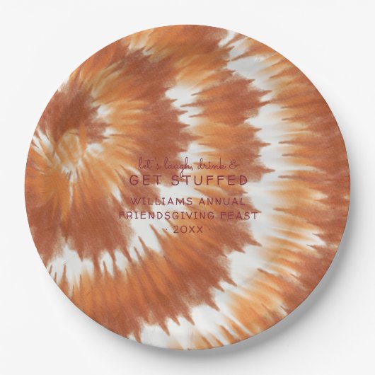 秋の絞り染め |感謝祭の友人たち ペーパープレート (正面)
