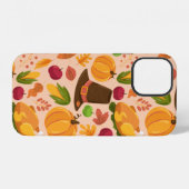 秋の継ぎ目なし模様、かわいい秋の漫画の食感 iPhoneケース (裏面横)