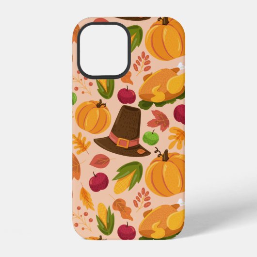 秋の継ぎ目なし模様、かわいい秋の漫画の食感 iPhoneケース (裏面)