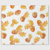 秋の継ぎ目のないカラフルオーク葉材の模様 ラッピングペーパー (フラット)
