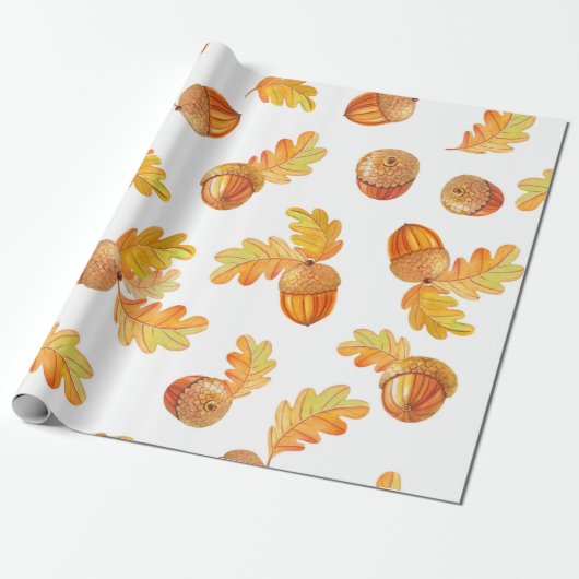 秋の継ぎ目のないカラフルオーク葉材の模様 ラッピングペーパー (アンロールド)