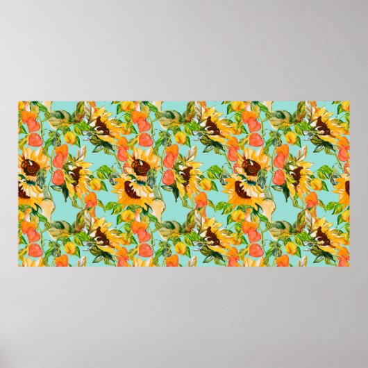 秋の継ぎ目のないパターン ポスター (正面)