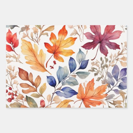 秋の継ぎ目のないパターン ラッピングペーパーシート (正面3)