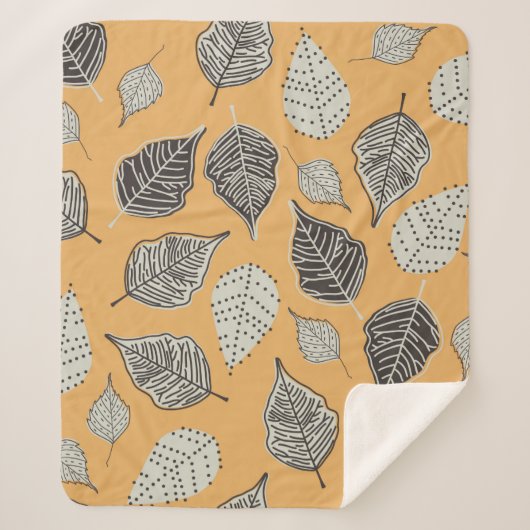 秋の継ぎ目のないパター葉ン。ヴィンテージ シェルパブランケット (正面)