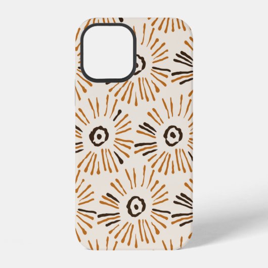 秋の継ぎ目のない幾何学的ろうけつ染めの花柄 iPhoneケース (裏面)