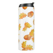 秋の継ぎ目のない模様、オークの葉カラフル付き タンブラー (回転左)