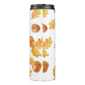 秋の継ぎ目のない模様、オークの葉カラフル付き タンブラー (裏面)