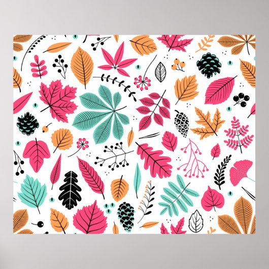 秋の継ぎ目のない葉と秋の葉のバック ポスター (正面)