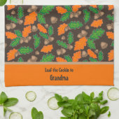 秋の緑とオレンジ離れのタオル キッチンタオル (折り畳み)