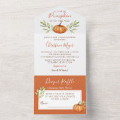 秋の緑のカボチャ赤ちゃんシャワーおむつラッフル オールインワン招待状 (内側)