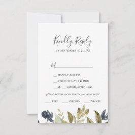 秋の緑のメニュー選択RSVPカード 出欠カード