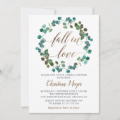 秋の緑のリース秋インラブブライダルシャワー 招待状 (正面)