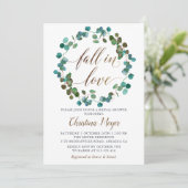 秋の緑のリース秋インラブブライダルシャワー 招待状 (スタンド正面)