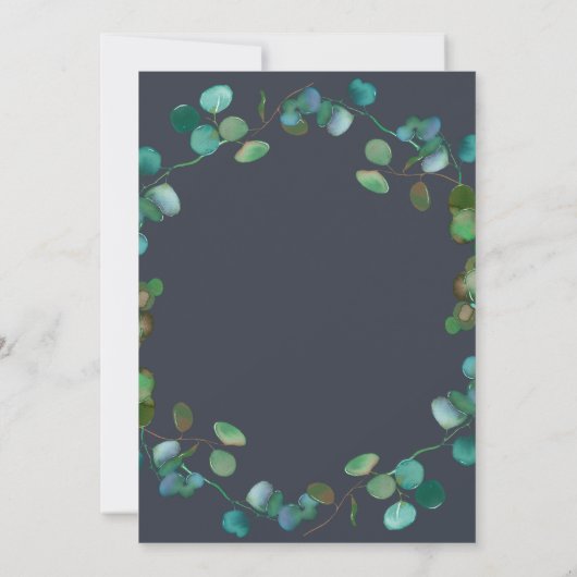 秋の緑のリース秋インラブブライダルシャワー 招待状 (裏面)