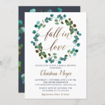 秋の緑のリース秋インラブブライダルシャワー