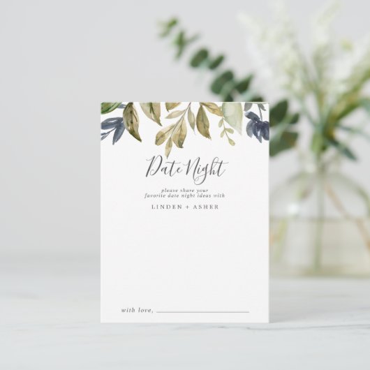 秋の緑の日の夜のアイディアカード ポストカード (スタンド正面)