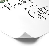 秋の緑の白いカボチャの本とギフトサイン ポスター (角)