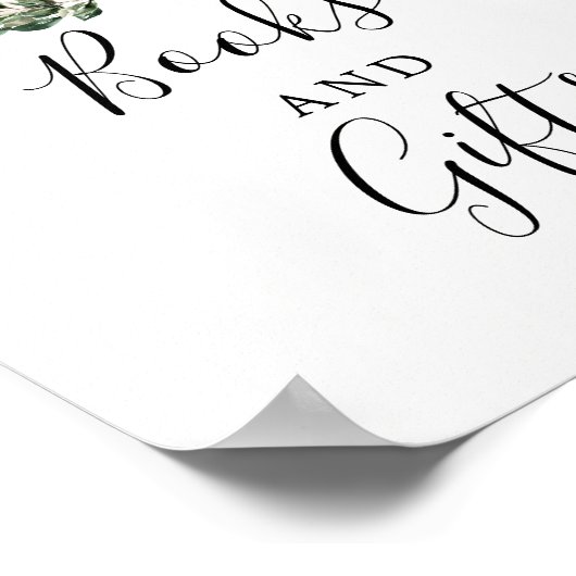 秋の緑の白いカボチャの本とギフトサイン ポスター (角)