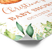 秋の緑カボチャ秋ベビーシャワーウェルカム ポスター (角)