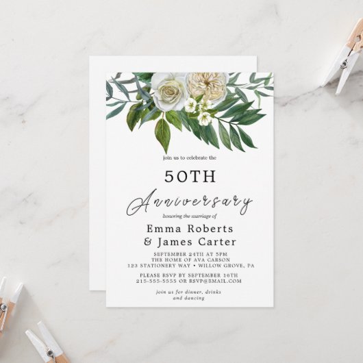 秋の緑結婚50周年 招待状 (正面/裏面インサイチュ)