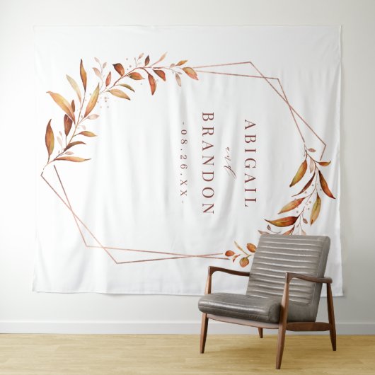 秋の緑豊かな幾何学的な結婚式の写真用背景 タペストリー (インサイチュ(横))