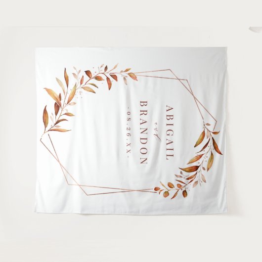 秋の緑豊かな幾何学的な結婚式の写真用背景 タペストリー (正面(横))