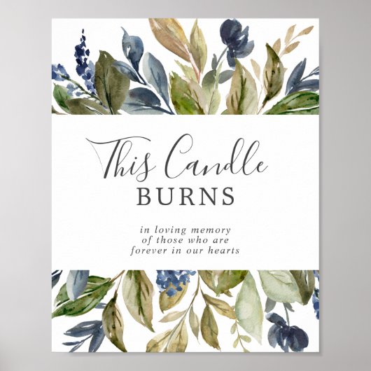 秋の緑 このキャンドルが燃える追悼プレート ポスター (正面)