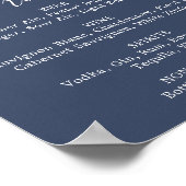 秋の緑 | ネイビーの結婚式ドリンクメニュー看板 ポスター (角)