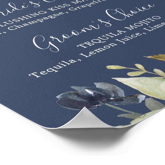 秋の緑 |ネイビーシグネチャードリンクの看板 ポスター (角)