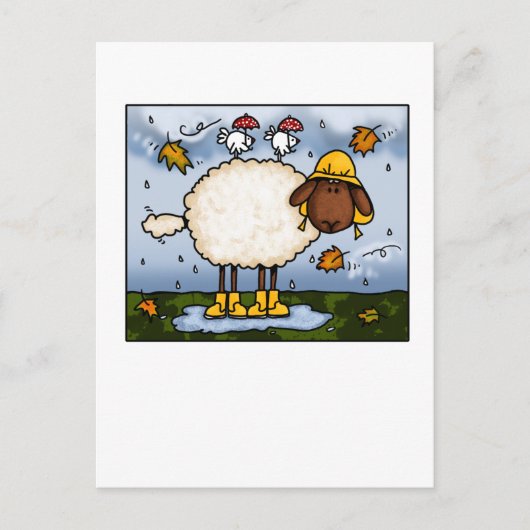 秋の羊の葉書 ポストカード (正面)