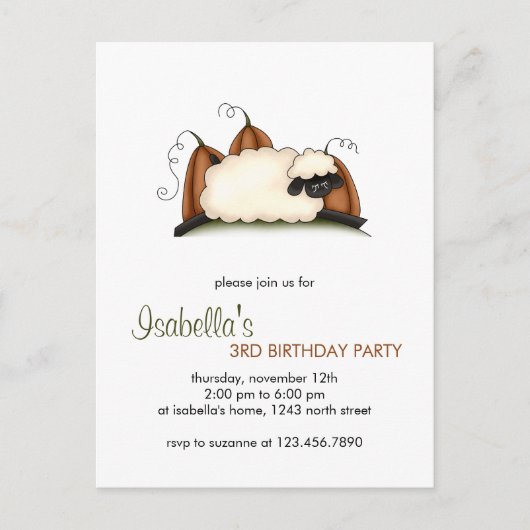 秋の羊・羊とカボチャ ポストカード (正面)