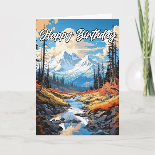 秋の美しいクリーク | ハッピーバースデー カード (正面)
