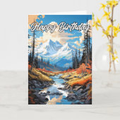 秋の美しいクリーク | ハッピーバースデー カード (黄色い花)
