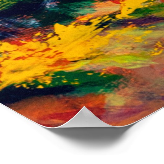 秋の美しい森、風光明媚なラの油絵 ポスター (角)