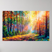 秋の美しい森、風光明媚なラの油絵 ポスター (正面)