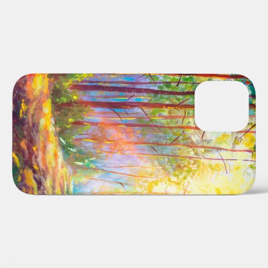 秋の美しい森、風光明媚なラの油絵 Case-Mate iPhoneケース (裏面 (横))