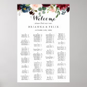 秋の習字アルファベットの座席表 ポスター (正面)