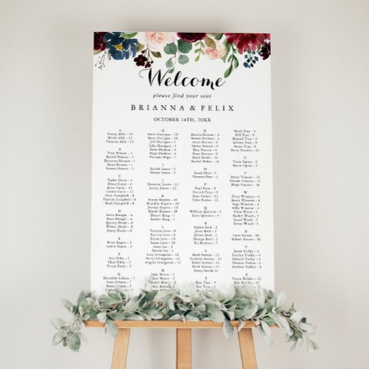 秋の習字アルファベットの座席表 ポスター