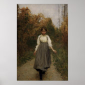 秋の肖像画プリント、アンティークな秋の芸術、紅葉 ポスター (正面)