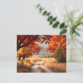 秋の自然の風景 紅葉の風景 ポストカード (スタンド正面)