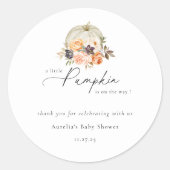 秋の自然フローラカボチャ赤ちゃんシャワーありがとう ラウンドシール (正面)