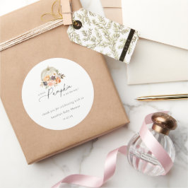 秋の自然フローラカボチャ赤ちゃんシャワーありがとう ラウンドシール