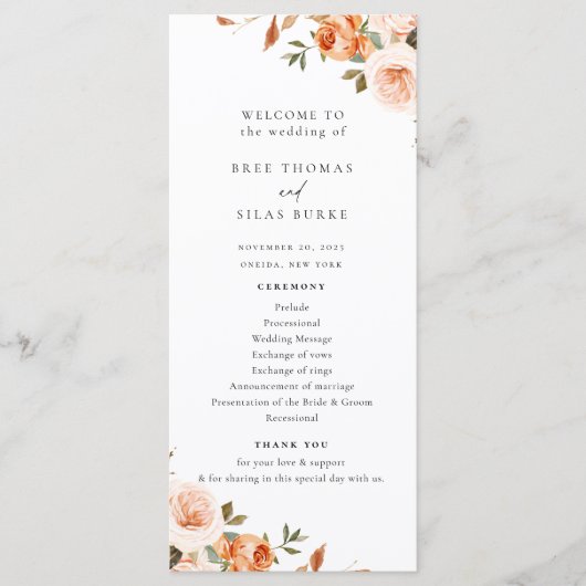 秋の自然フローラ結婚式 プログラム (正面)