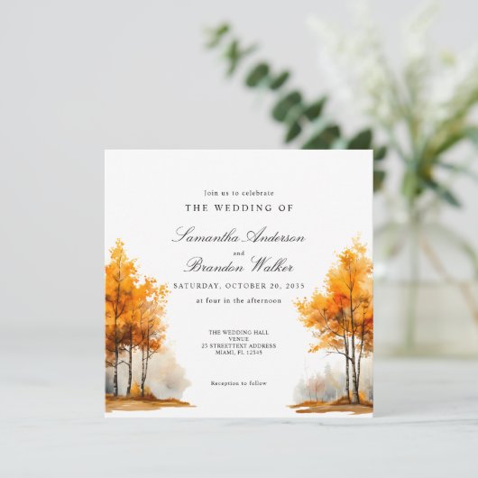 秋の自然秋結婚風景 招待状 (スタンド正面)
