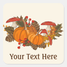 秋の自然紅葉パーソナライズ名文字 スクエアシール