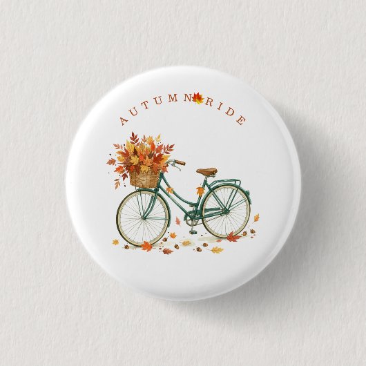 秋の自転車のぼたん 缶バッジ (正面)